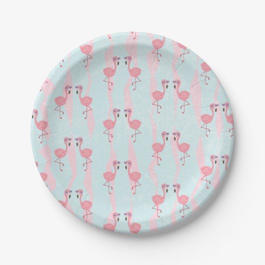 Cute Summer Flamingo patroon Papieren Bordje (Voorkant)