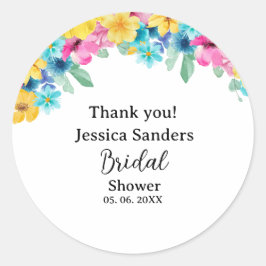 Cute Summer floral Bridal Shower  Ronde Sticker