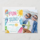 Cute Summer Fun in Sun Birthday Pool Party Kaart (Voorkant)