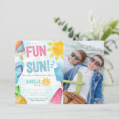 Cute Summer Fun in Sun Birthday Pool Party Kaart (Staand voorkant)