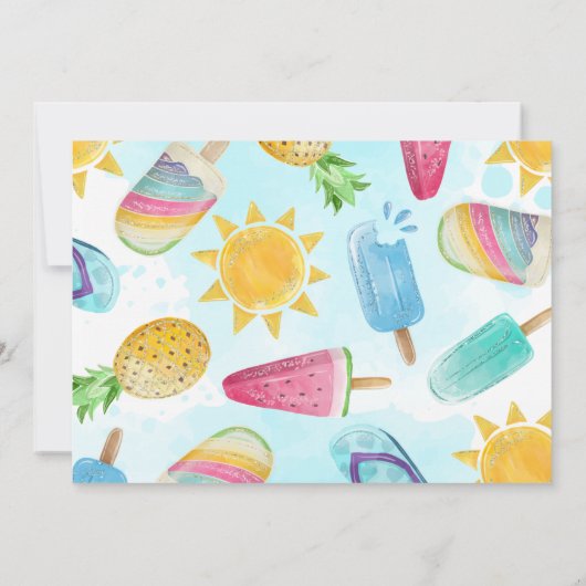 Cute Summer Fun in Sun Birthday Pool Party Kaart (Achterkant)