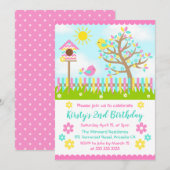 Cute Summer Garden and Birds Birthday Kaart (Voorkant / Achterkant)