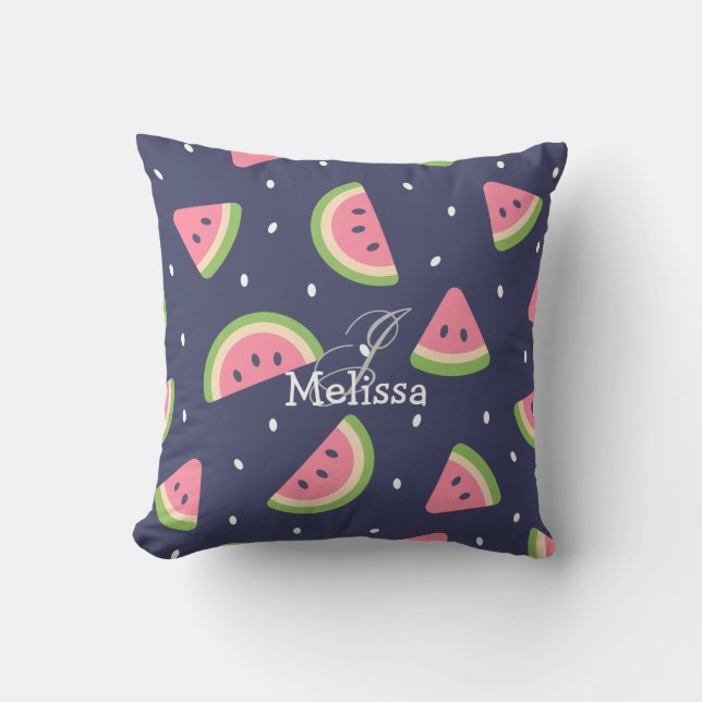 Cute Summer Green Pink Watermeloen Fruit Patroon Kussen (Voorkant)