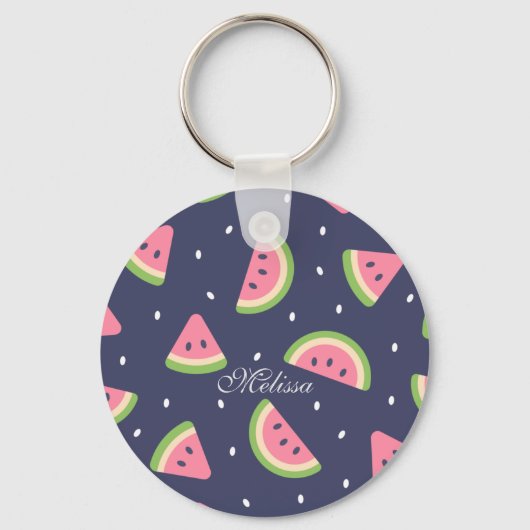 Cute Summer Green Pink Waterverf Watermeloen Fruit Sleutelhanger (Voorkant)