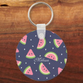 Cute Summer Green Pink Waterverf Watermeloen Fruit Sleutelhanger (Voorkant)