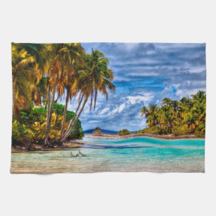Cute  Summer Hawaiian Beach Waterverf Theedoek