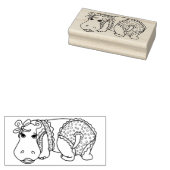 Cute Summer Hippo in Polka-dot Ruffled Swimsuit | Rubberstempel (Gestempeld)