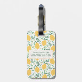 Cute Summer Lemon Botanical Pattern Monogram Bagagelabel (Achterkant verticaal)