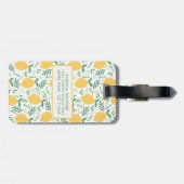 Cute Summer Lemon Botanical Pattern Monogram Bagagelabel (Achterkant horizontaal)