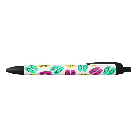 Cute Summer Neon Teenslippers Pattern Zwarte Inkt Pen (Bovenkant)