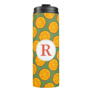 Cute Summer Oranje Slices Monogram Thermosbeker