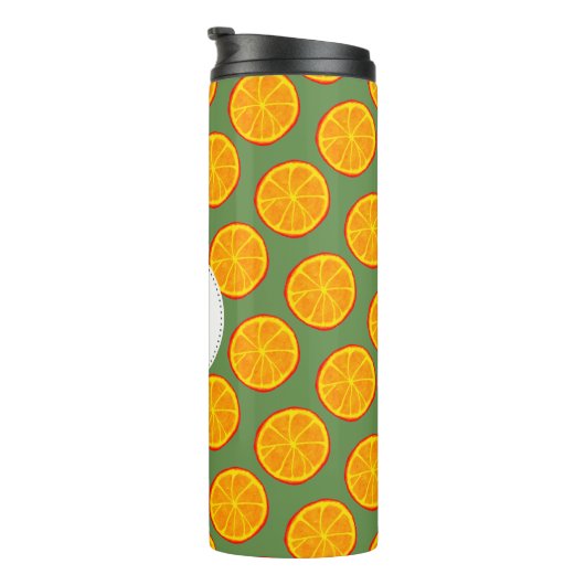 Cute Summer Oranje Slices Monogram Thermosbeker (Geroteerd rechts)