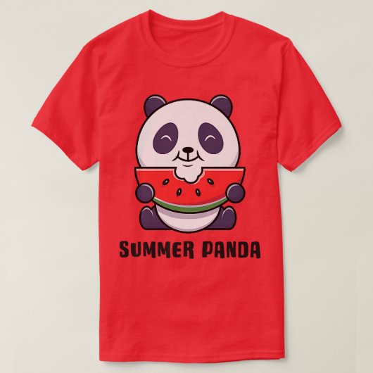 Cute Summer Panda Beer Eating Watermelon Premium T-shirt (Design voorkant)