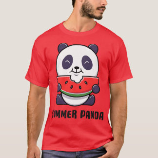 Cute Summer Panda Beer Eating Watermelon Premium T-shirt