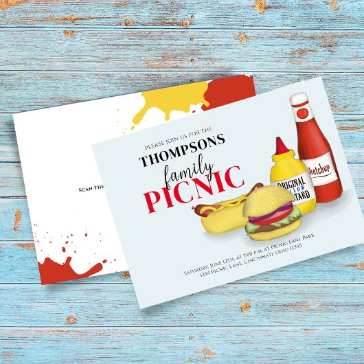 Cute Summer Picnic BBQ Fun QR Code Social Media Kaart