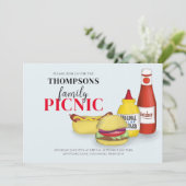 Cute Summer Picnic BBQ Whimsical Ketchup Mustard Kaart (Staand voorkant)