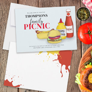 Cute Summer Picnic BBQ Whimsical Ketchup Mustard Kaart