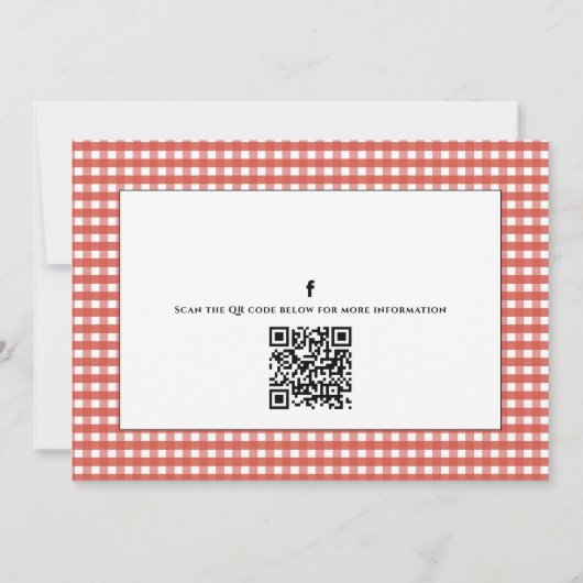 Cute Summer Picnic Gingham QR Code Social Media Kaart (Achterkant)