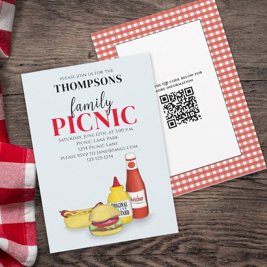 Cute Summer Picnic Trendy Cookout QR-code Kaart