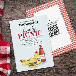 Cute Summer Picnic Trendy QR Code Social Media Kaart