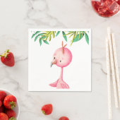 Cute Summer Pink Flamingo Tropical Baby shower Servet (Insitu)