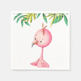 Cute Summer Pink Flamingo Tropical Baby shower Servet
