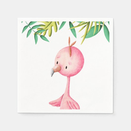 Cute Summer Pink Flamingo Tropical Baby shower Servet (Voorkant)