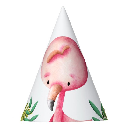 Cute Summer Pink Flamingo Tropical Feesthoedjes (Voorkant)