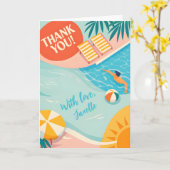 Cute Summer Pool Party Thank You Beach Tropical Kaart (Gele Bloem)
