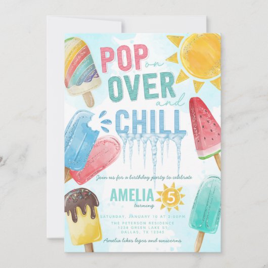 Cute Summer Popsial Pop over Chill Birthday Party Kaart (Voorkant)