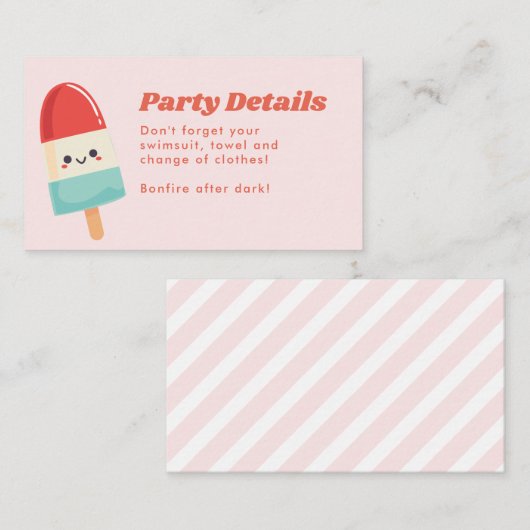 Cute Summer Popsiday Birthday Insert Card Visitekaartje (Voorkant / Achterkant)