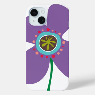 Cute Summer PurpleDaisy Pop Flower Whimsical Fun iPhone 15 Case