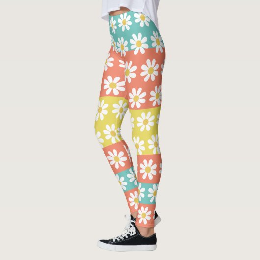 Cute Summer Retro Daisy Flowers Mode Leggings (Links)