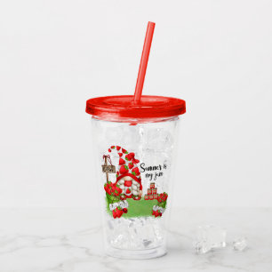 Cute Summer Strawberry Gnome Acryl Drinkbeker