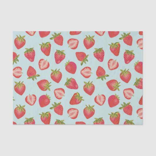 Cute Summer Strawberry-patroon Tissuepapier (Voorkant)