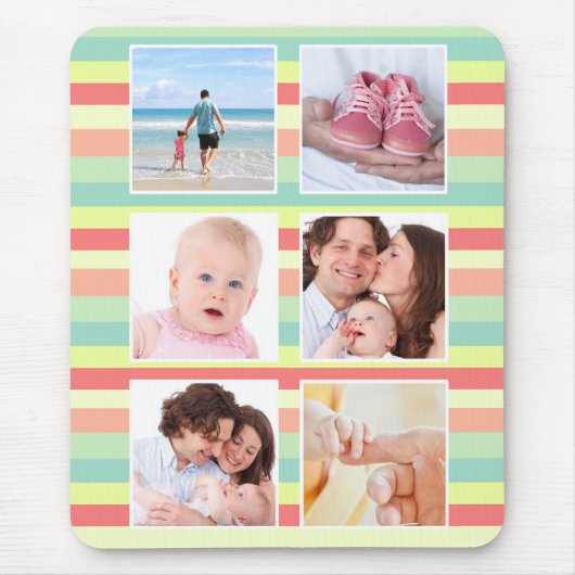 Cute Summer Stripes Photo Collage Muismat (Voorkant)