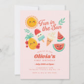 Cute Summer Sun Birthday Invitation Kaart (Voorkant)