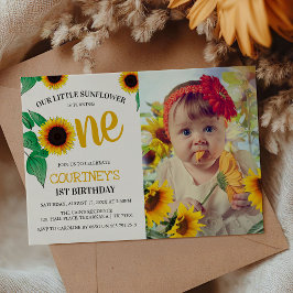 Cute Summer Sunflower 1st Birthday | Eén draaien Kaart