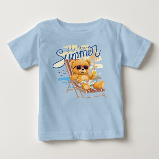 Cute Summer Teddy Bear on Beach - Baby & Toddler S (Voorkant)