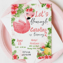 Cute Summer Tropical Flamingo Birthday