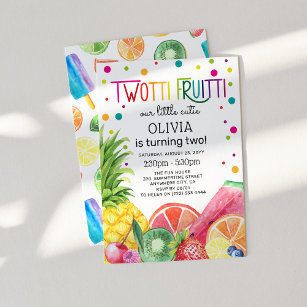 Cute Summer TWO-tti Fruitti Fruit 2nd Birthday Kaart