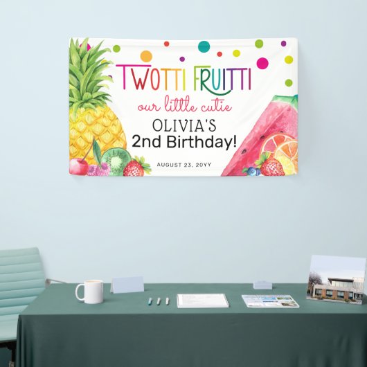 Cute Summer TWO-tti Fruitti Fruit 2nd Birthday Spandoek (Beurs)