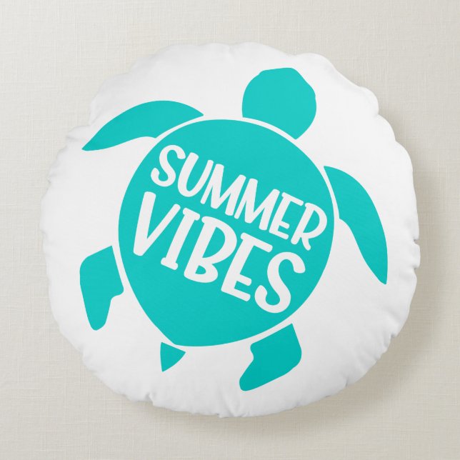 Cute Summer Vibes Rond Kussen (Voorkant)
