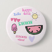 Cute Summer Vibes VSCO Girls Ronde Button 7,6 Cm (Voorkant)