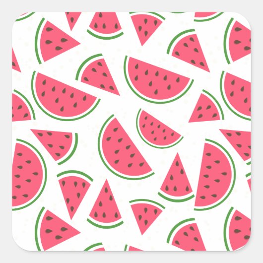 Cute Summer Watermelon Pattern Vierkante Sticker (Voorkant)