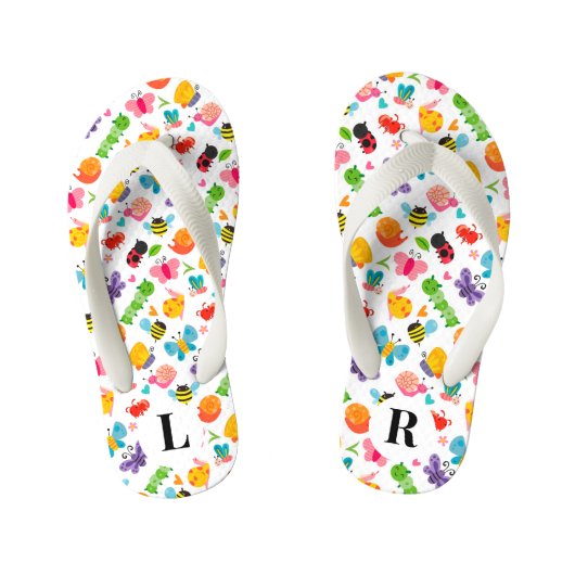 Cute Summertime Insects Kinder Teenslippers (Voetbed)