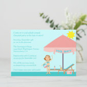Cute summertime poolparty 5x7 uitnodiging (Staand voorkant)