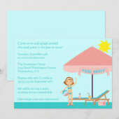 Cute summertime poolparty 5x7 uitnodiging (Voorkant / Achterkant)