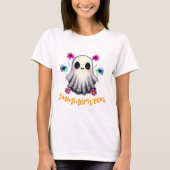 Cute Summerween Ghost Neon Flowers T-shirt (Voorkant)