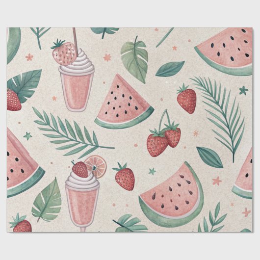 Cute Summery Wrapping Paper Cadeaupapier (Vlak)
